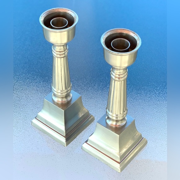 Sturdy Metal Candlesticks ~ Set of 2 - Picture 3 of 4